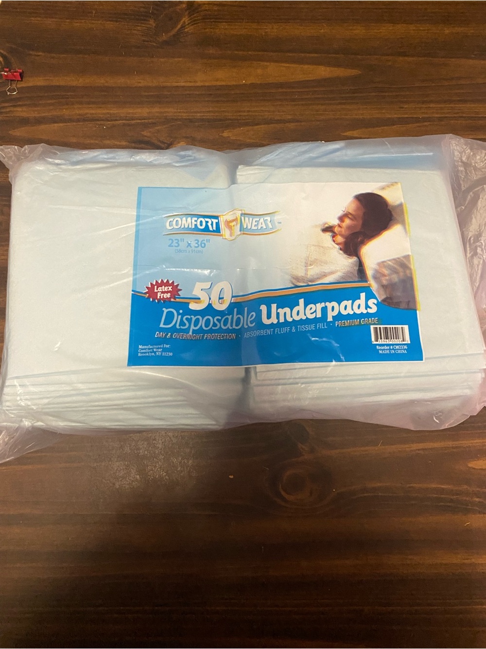 Comfort Wear Underpads Overnight 23 x 36 in Latex Free Disposable
